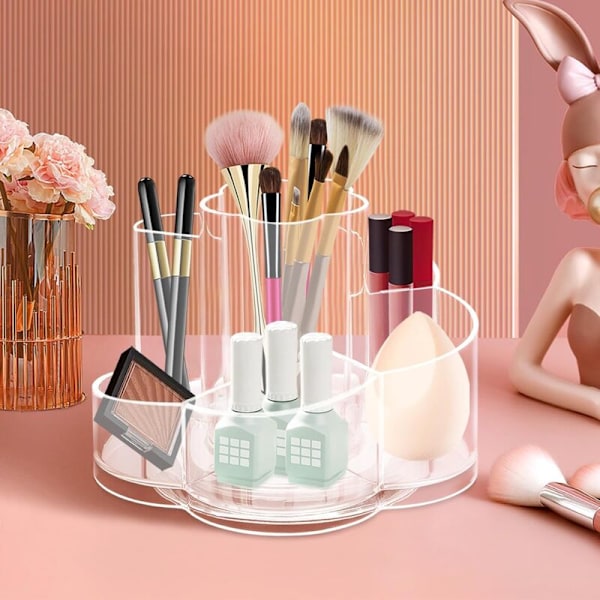360 Graders Roterende Makeup Organizer Skønhedsorganisator til Kosmetik, Parfumer og Smykker Roterende Makeup Opbevaring til Soveværelse Toiletbord Krystalklar