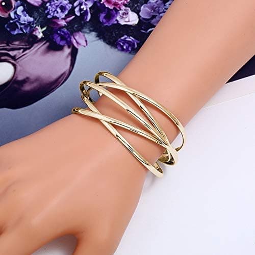 Manchet Armbånd til Kvinder, Multi-layer Cross Wire Bangle Armbånd Op