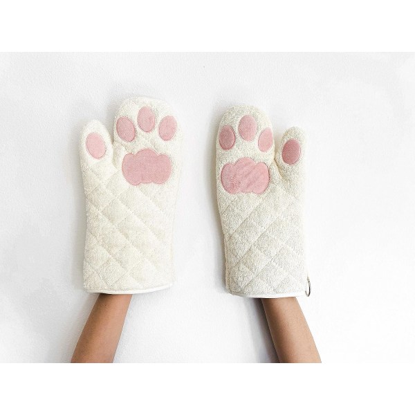 Cricket & Oven Mitts Cat PawsA pair of beige and white 17*32 CM