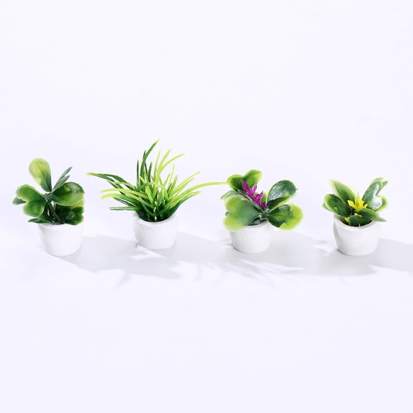 4 pcs 1:12 dollhouse miniature mini trees potted for green