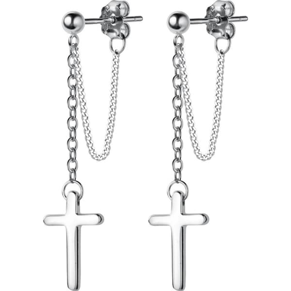 Kryss Dangle Drop Øredobber 925 Sterling Sølv Kjede Dropping for
