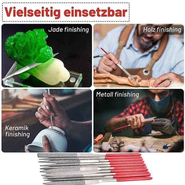 Sæt med 10 diamantfile til 3D-printer 3 mm x 140 mm. Nålefil