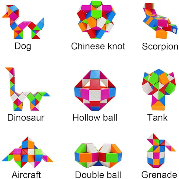 Magic Snake Puslespill 24+48 Brikker - Magic Snake Cube - Magic Snake Cube
