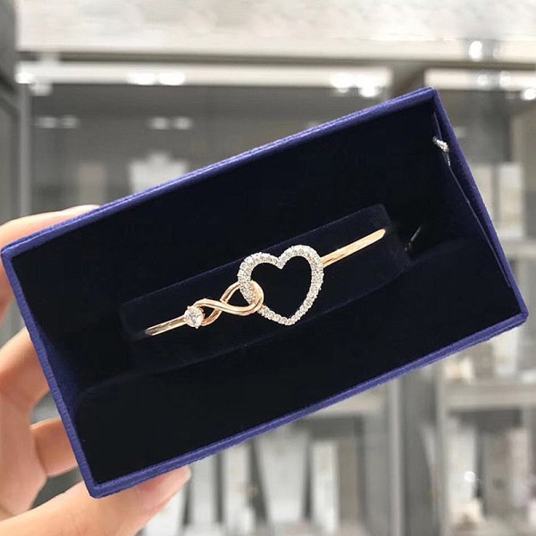 Kvinners armbånd 925  Infinity Heart Hvitgullbelagt Diamant Adj