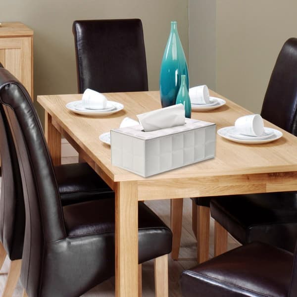Rektangulær PU-skinn serviettboks elegant og delikat hvit dekor