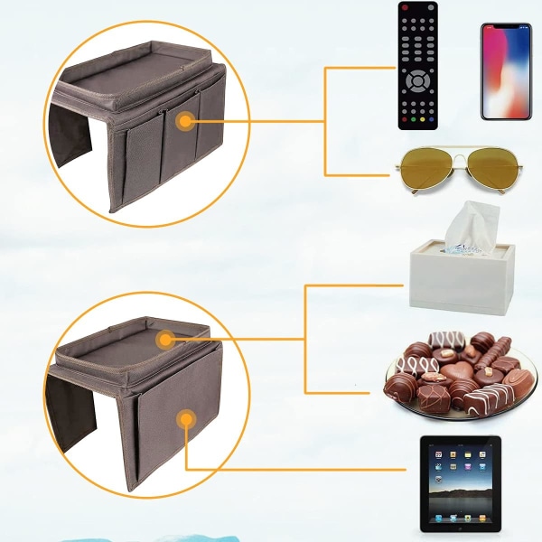 Armlene Organizer Sofa Oppbevaring Strip Tray Multi-Pocket Phone Maga