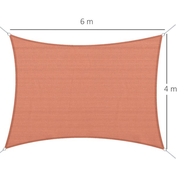 Rektangulært solseil 4 x 6 m solskjerm terracotta murstein