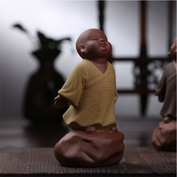 1 stk. Keramisk lille sød Buddha-statue Munk Figur Kreativ Baby