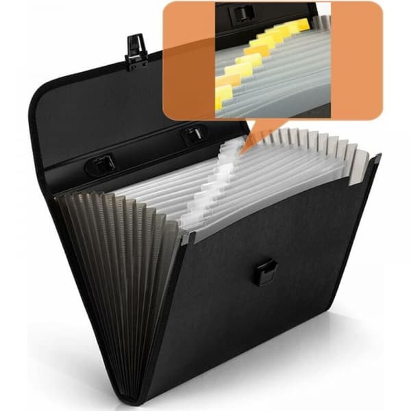 (2 stk) DokumentSorter 12 Rom i A4-format, Akkordeonmappe