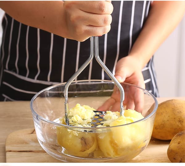 Robust kartoffelmoser i rustfrit stål, sort