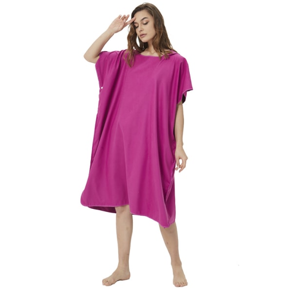 Purple Red Poncho Towel, Soft Surf Bathrobe with Hood, Quick Dry