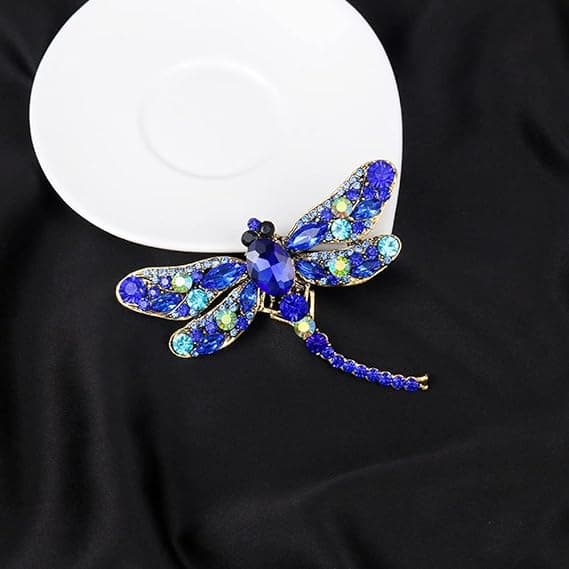 Hvid Dyre Brosche, Dragonfly Brosche, Dyreformet Krystal Brosche
