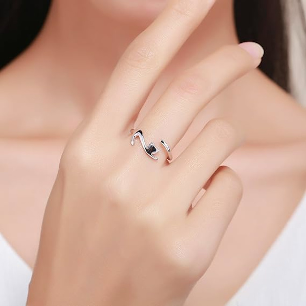 925 Sterling Silver Cubic Zirconia Katt Stjärna Måne Fjäril Ring C