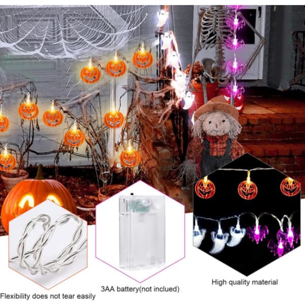 3PC 3m 20 lysende krans deko, Halloween lysende krans,