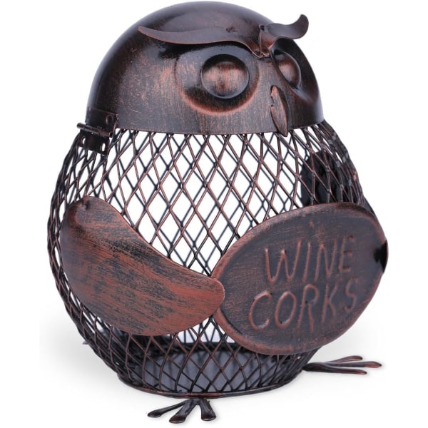 Owl Metal Sculpture Piggy Bank Cap Container Iron Art Practical D