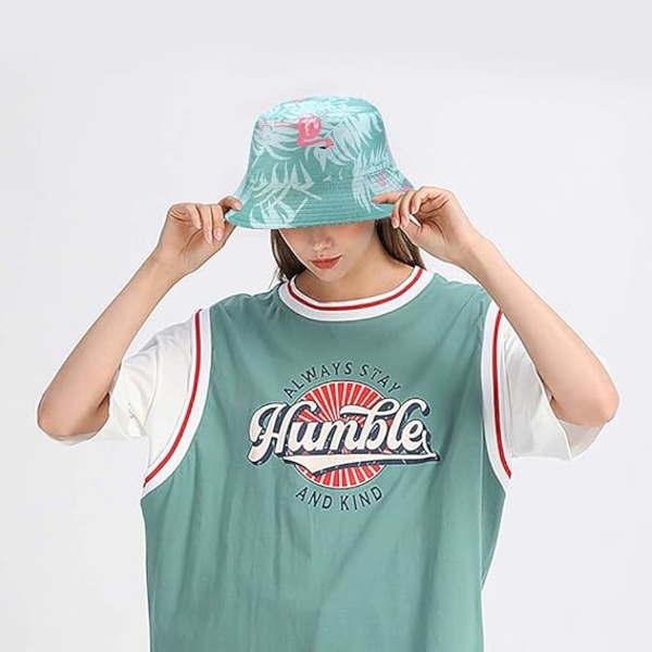 1PC Grønn Bobs Lue Reversibel Bøttehatt Fiske Solhatt for Kvinner