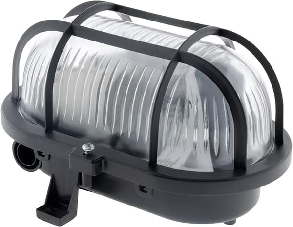 Ovalt kighul 60W IP44 E27 Klasse II Sort