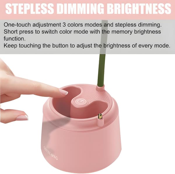 LED Skrivebordslampe for Barn, USB, Leselampe med Justerbart Lys og Berøringssensor (Rosa)