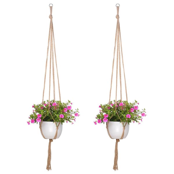 4-pack 4 Macrame växt hängare rep växtkruka hållare hängande P