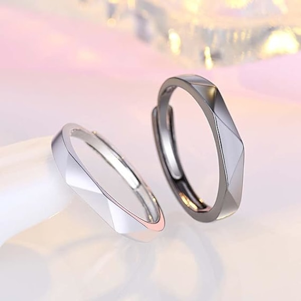 Statement Ring for Par - Bambusring for Kvinner Menn Justerbar W