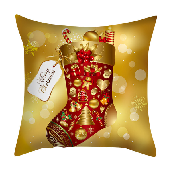 4 Christmas Snowman Red Gold Pillowcases for Living Room and Bedr