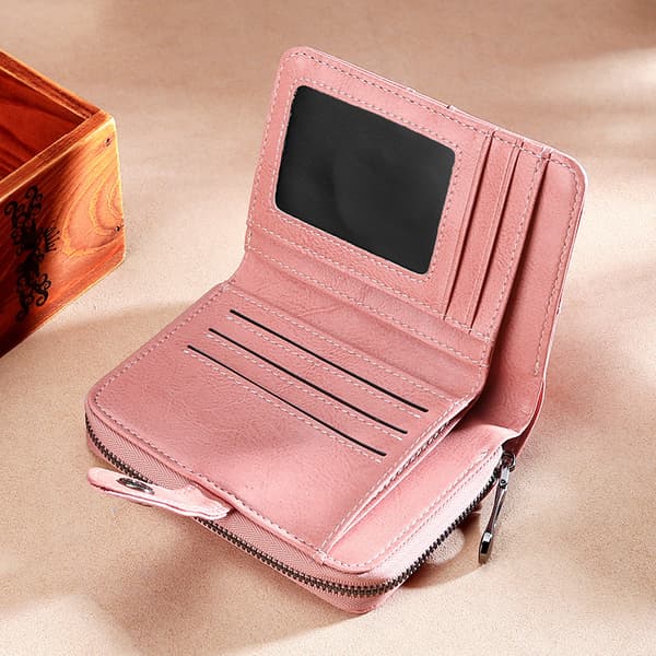 Lær Wallets for Women RFID Blocking Zipper Pocket Small Bifol