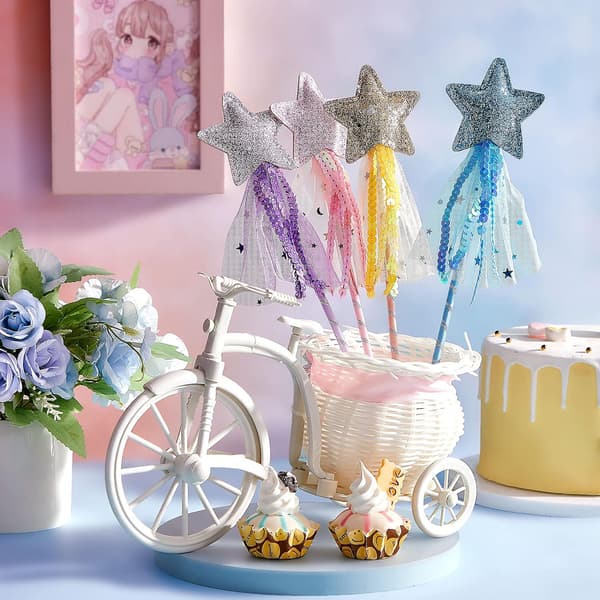 8-pack Fe-sticks med glitterstjärnor för flickor och barn