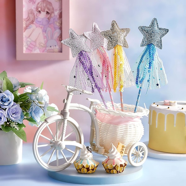 8-pakkaus satukeijusauva tähtiglitterisauva tytöt lapset prinsessaosa