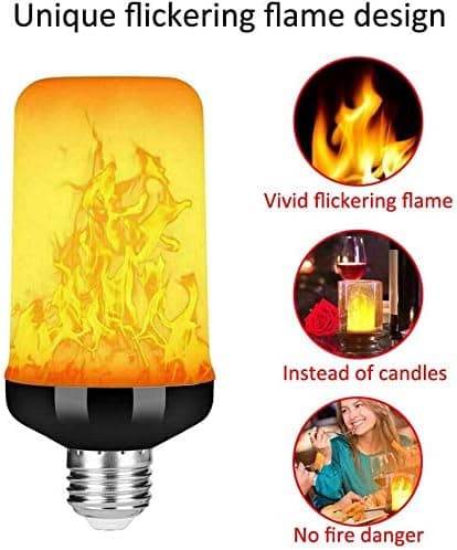 2-pak flammepære E27 LED-lyspærer 4 moduser med tyngdekraftsensor