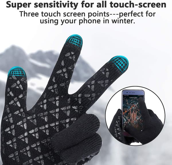 1 stk. sorte vinterhandsker, varme touchscreen-handsker med skridsikkert greb