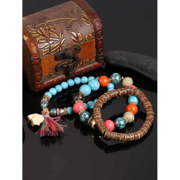 Mote Dame Treperle Armbånd Boho Elefant Charm Armbånd