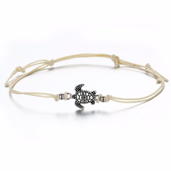 3 stk. 3 farver sæt vintage voks reb skildpadde ankelkæde armbånd antik