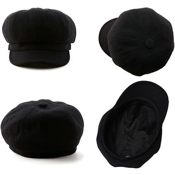 Svart Stretch Visir Beret för Kvinnor, One Size