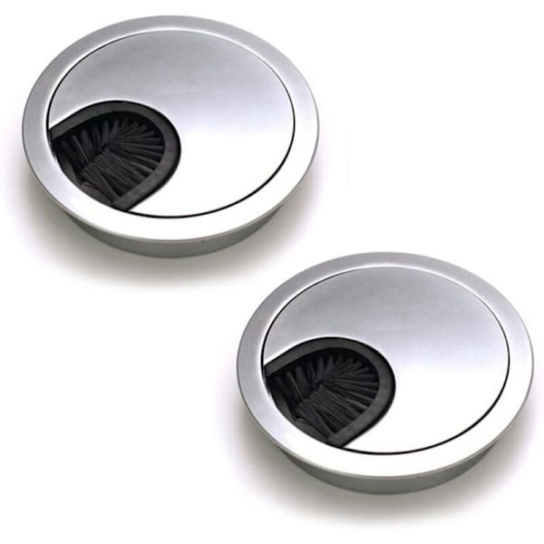 2 pyöreää upotettavaa kaapelikourua, työpöydän kaapelinhallinta - 50 mm aukko