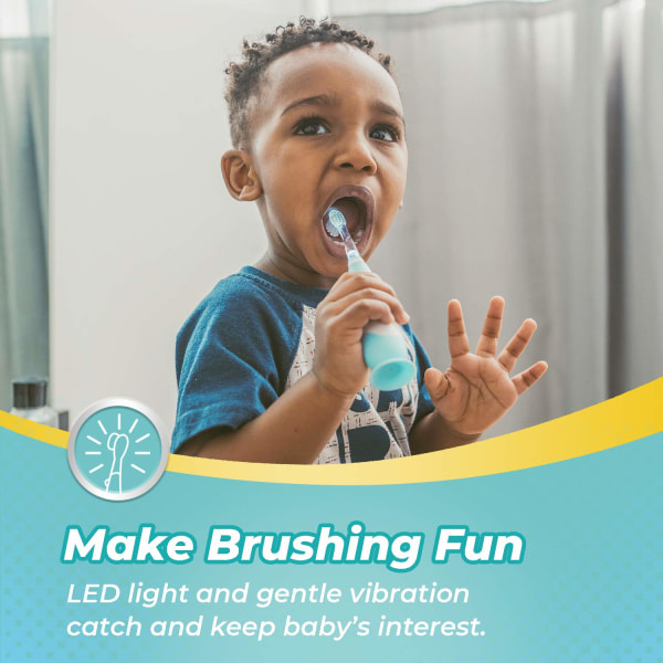 Sonic elektrisk tandborste för toddler med söta Dino-överdrag för bebis