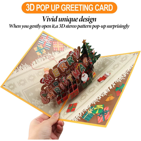 2 3D tredimensjonale julehilsenskort, julekort