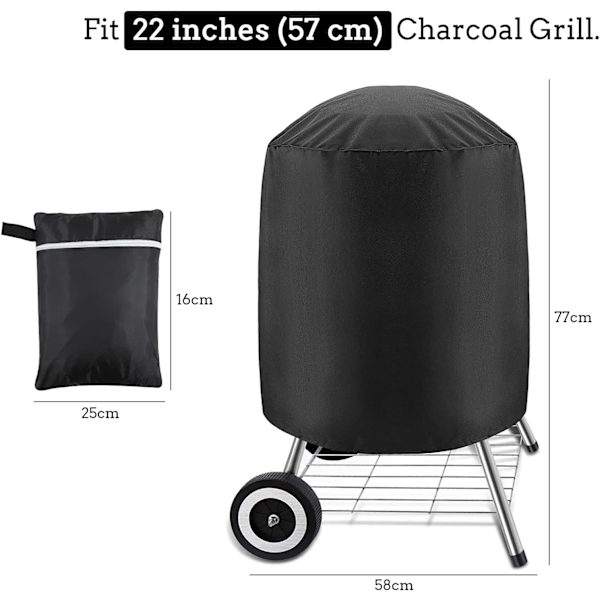 Grillöverdrag i kol, presenning för utomhusgrill, runt ba