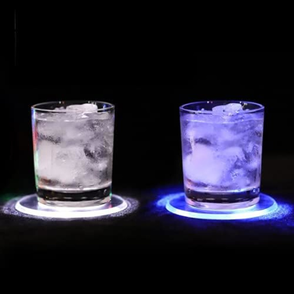 Lysende cocktail-glasunderlag, akryl cool hvid uendelighedstunnel Bl