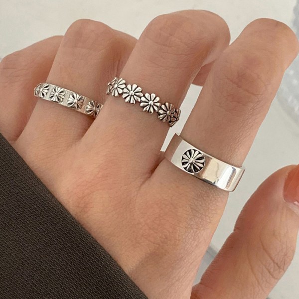 925 Sterling Sølv Ring, Daisy Blomst Hawaii Højpoleret Plet