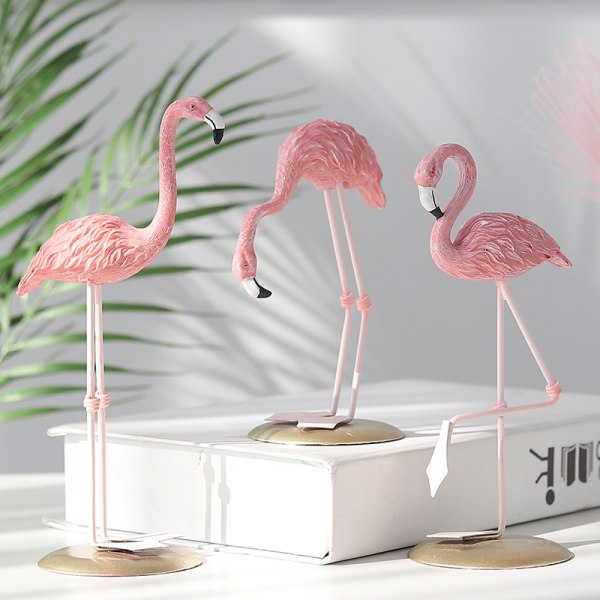 Resin Pink Flamingo Ornamenter Statue Bordplade Dekorationer Figurin