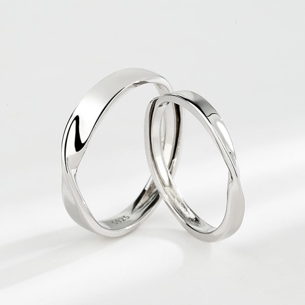 Matchande Love Knot Ring Set 925 Sterling Silver för honom och hennes W