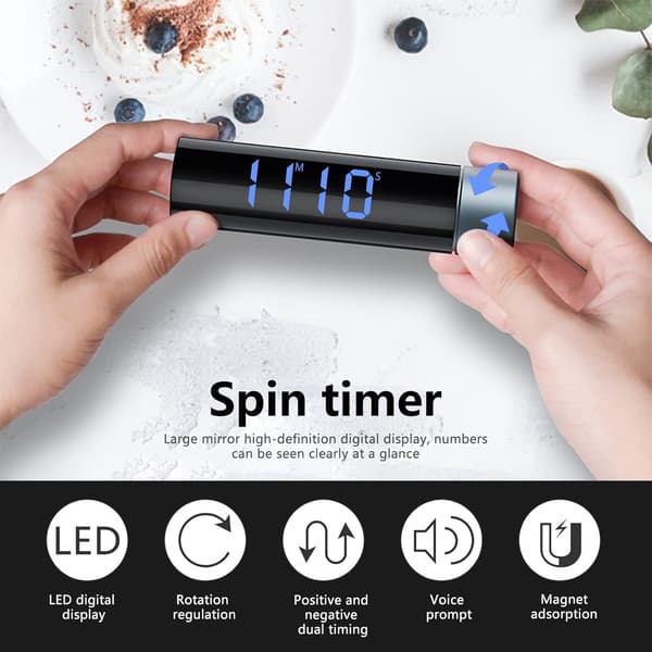 Magnetisk kjøkken-timer, HD LED digital timer nedtelling stoppeklokke,