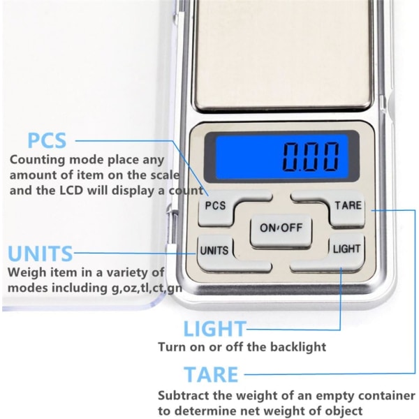 Precision Scales, 200g 0.01g, Pocket Scale, Jewelry Scale, Tare F