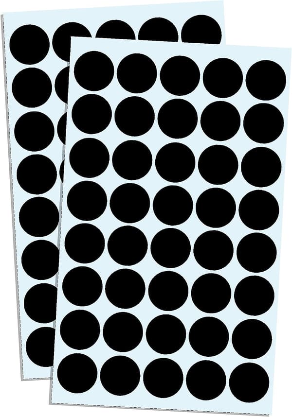 2,5 cm pyöreät tarrat - musta, 2000 tarraa