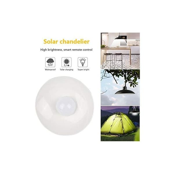 Solcellelamper, solcellelysekrone med fjernkontroll, vanntett, hvitt lys