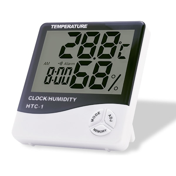 1pc Digital LCD termohygrometer väckarklocka