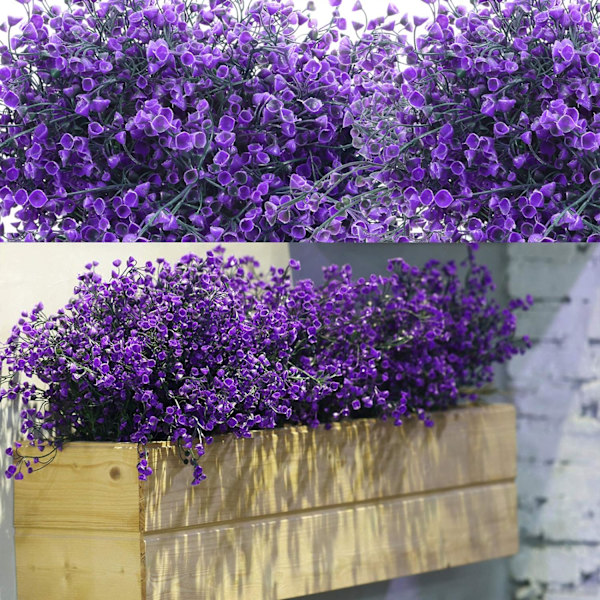 12 paket konstgjorda buskar UV-beständiga konstgjorda blommor