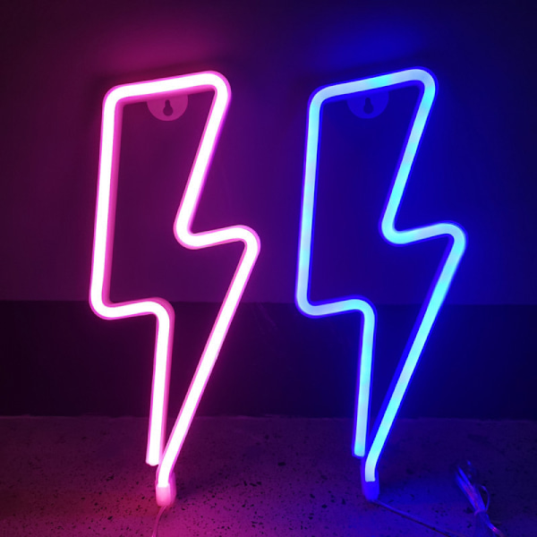 (Blå) Lynende Neon Vegglys - USB eller Batteridrevet