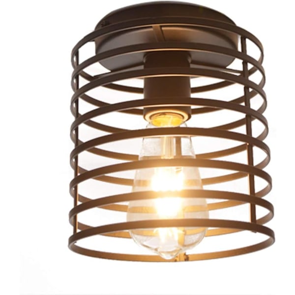 Industriel Vintage Semi Flush Loftlampe Sort Base E27 Form