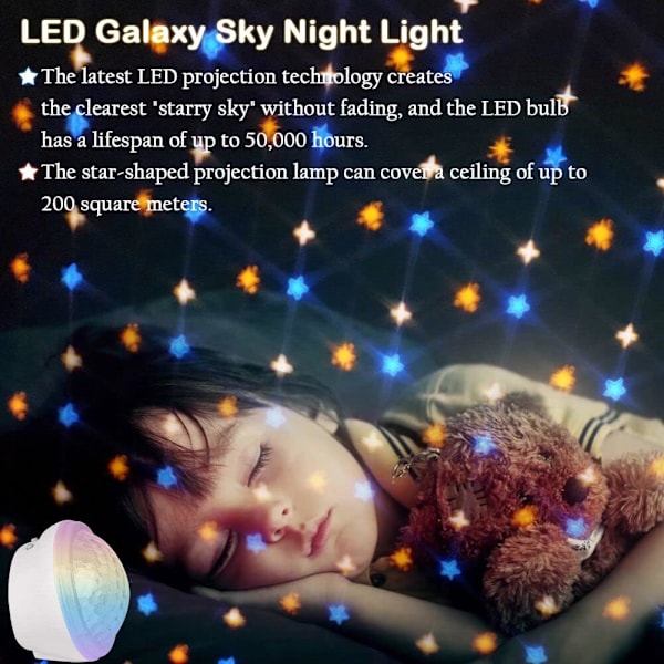 LED-projektorlampe, stjernehimmelprojektor 2 i 1 Galaxy-projektor Ce